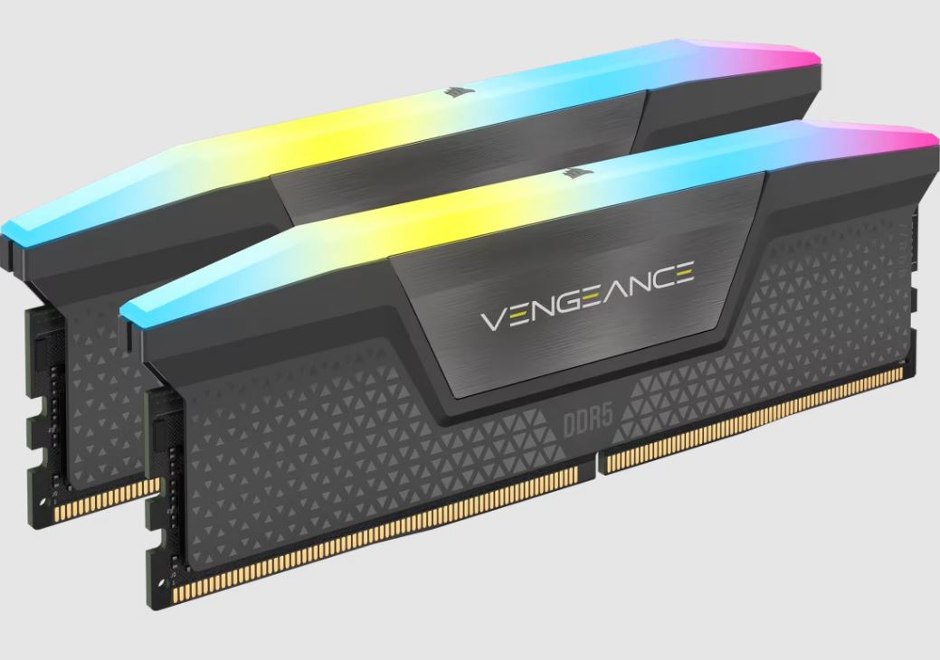 Corsair Vengeance RGB 64GB (2x32GB) DDR5 6000MT/s CL30 Memory Kit with AMD EXPO & Intel XMP, RGB Lighting, Aluminum Heatspreader