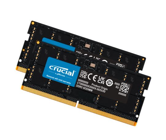 Crucial 128GB (2x64GB) DDR5-5600MHz CL46 SODIMM Laptop Memory Kit CT2K64G56C46S5