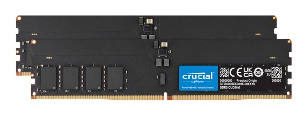 Crucial 128GB (2x64GB) DDR5-6400 CUDIMM Desktop Memory Kit CL52 for Intel Core Ultra Processors AI & Gaming PCs