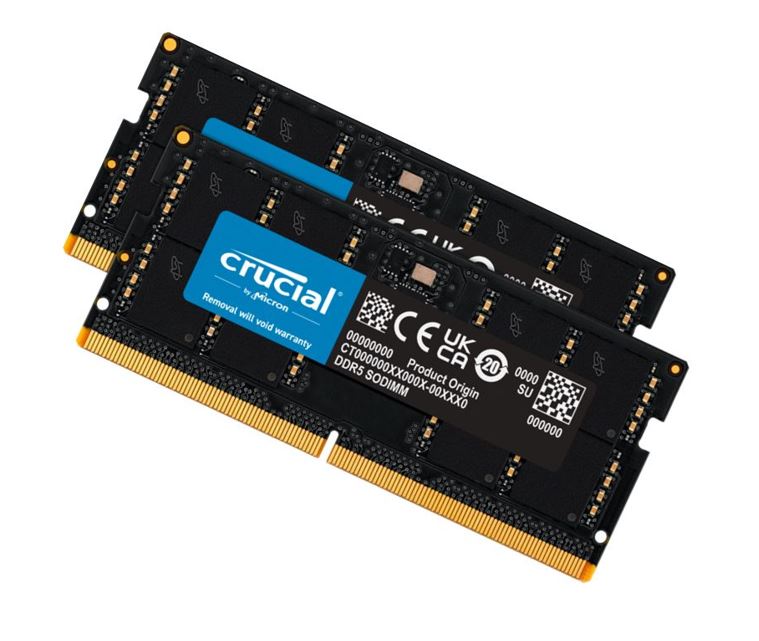 Crucial 96GB (2x48GB) DDR5-5600MHz CL46 SODIMM Laptop Memory Kit | CT2K48G56C46S5 High-Capacity Notebook RAM