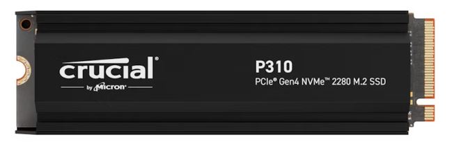 Crucial P310 2TB PCIe Gen4 NVMe M.2 2280 SSD with Heatsink - 7100/6000 MB/s R/W, 440TBW Endurance, 5-Year Warranty