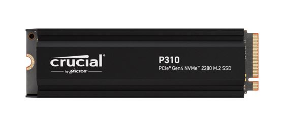 Crucial P310 4TB PCIe Gen4 NVMe M.2 2280 SSD with Heatsink – 7100MB/s Read, 6000MB/s Write, 800TBW Endurance, 5-Year Warranty