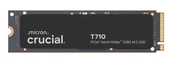 Crucial T710 2TB PCIe Gen5 NVMe M.2 SSD - 14500 MB/s Read, 13800 MB/s Write, 1200 TBW, 5-Year Warranty