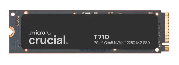 Crucial T710 4TB PCIe Gen5 NVMe M.2 2280 SSD – Up to 14,900/13,800 MB/s R/W, 2400 TBW Endurance, AES-256 Encryption, DirectStorage Support, 5-Year Warranty