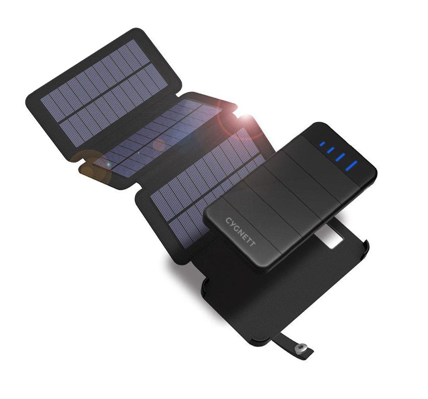 Cygnett ChargeUp Explorer 8000mAh Solar Power Bank with 3 Detachable Panels, Dual USB-A, LED Torch, Black