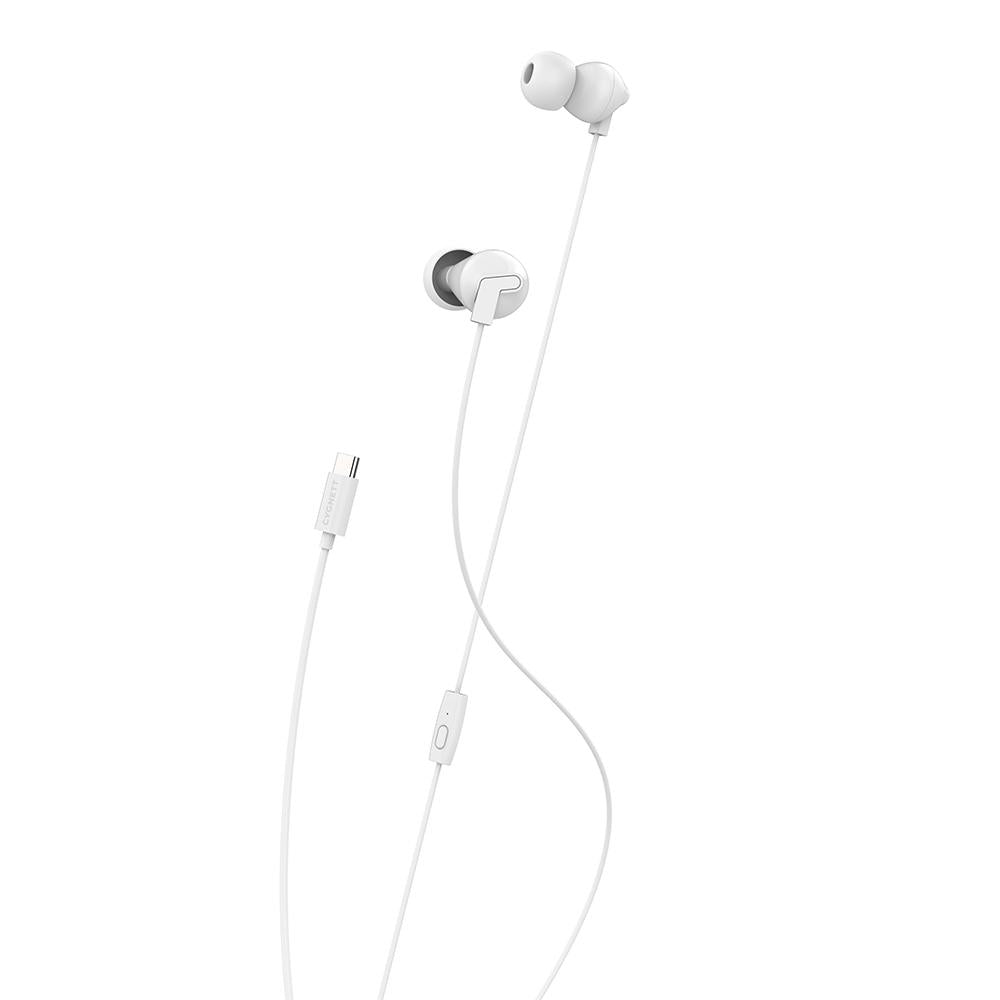Cygnett Essentials USB-C Earphones White with Built-in Microphone, In-line Controls, 1.1m Cable, 2 Years Warranty