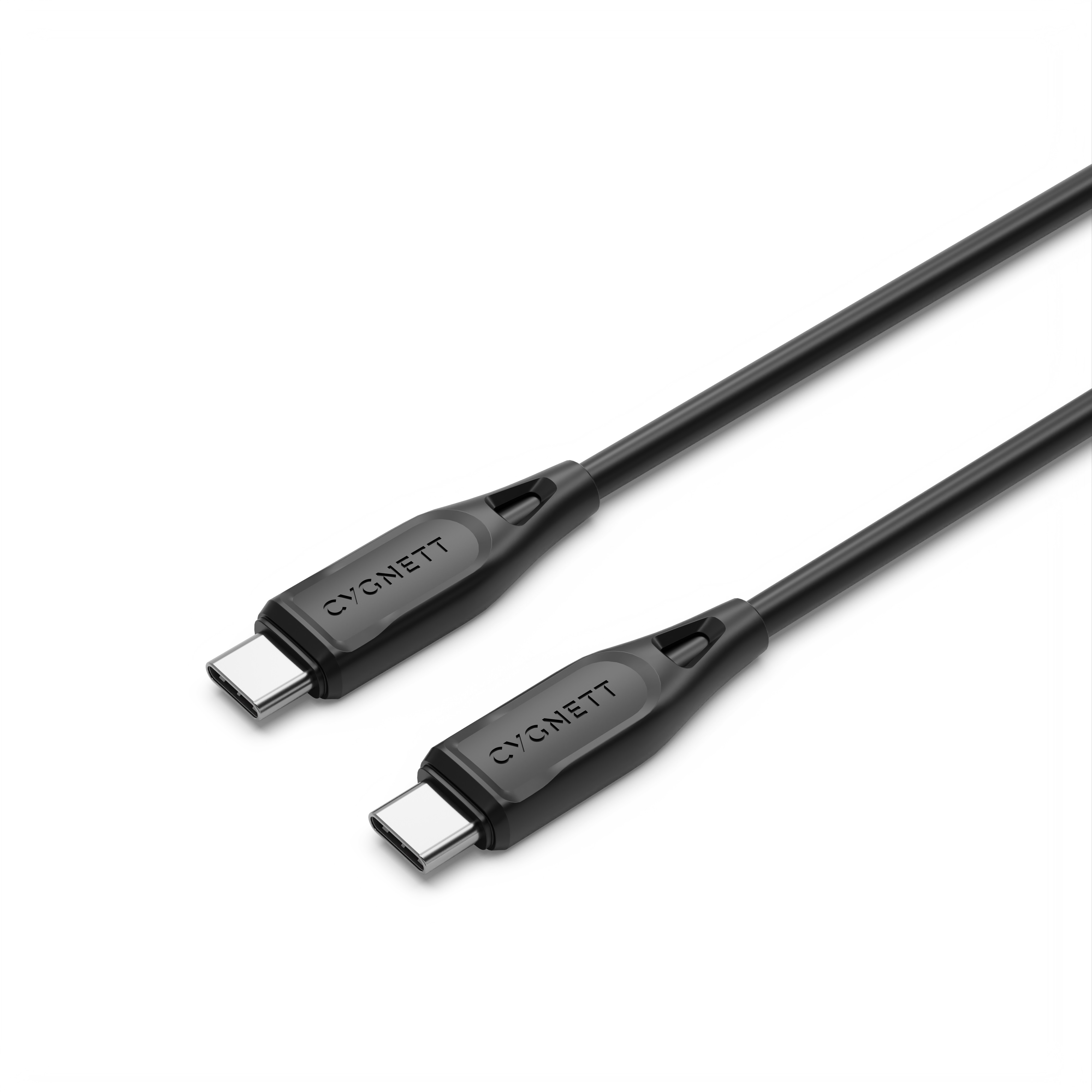 Cygnett Essentials USB-C to USB-C Cable 2M - 3A/60W Fast Charging, 480Mbps Data Transfer, Durable Black USB 2.0 Cable for Smartphones, Tablets & Laptops