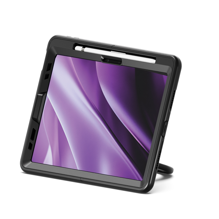 Cygnett GripStand Heavy Duty Case for Apple iPad Air 11" (M2/M3), iPad Air 10.9" (4th-5th Gen), iPad Pro 11" (1st-4th Gen) - Black with Rotating Kickstand, Hand Strap & Pencil Holder