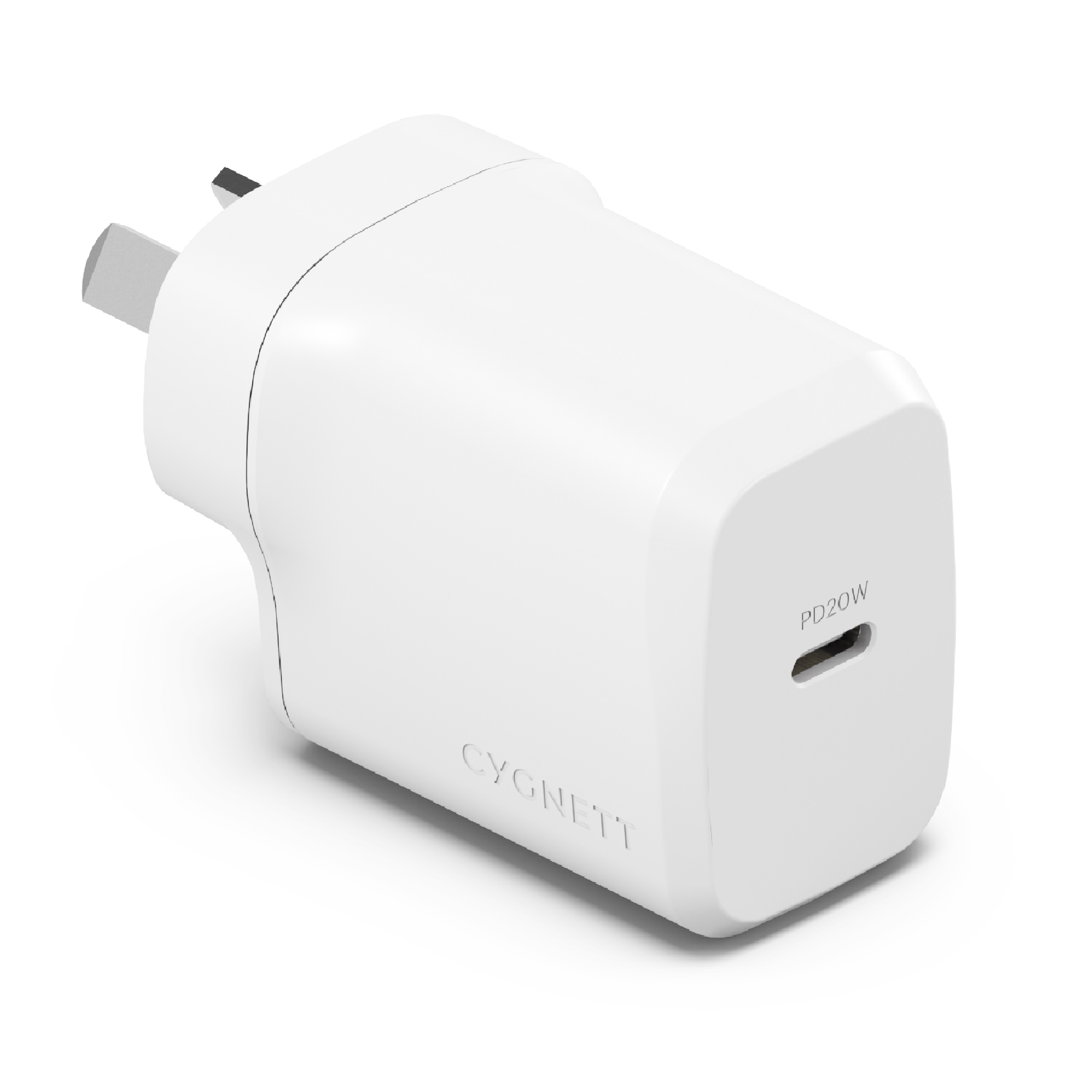 Cygnett PowerPlus 20W USB-C PD Fast Wall Charger - Compact, Lightweight, White, Model CY4732PDWCH
