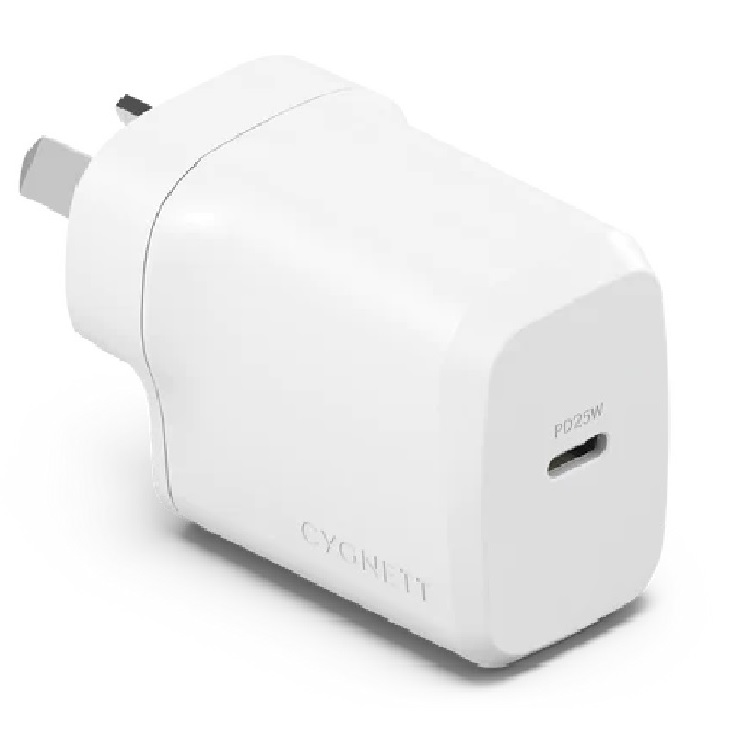 Cygnett PowerPlus 25W USB-C PD Fast Wall Charger - Compact GaN Charger with Samsung PPS & USB Power Delivery 3.0 Support, White
