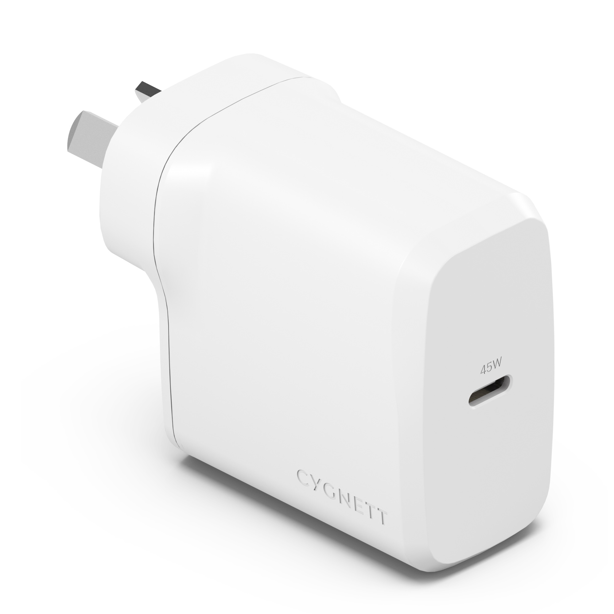 Cygnett PowerPlus 45W USB-C PD GaN Fast Wall Charger with PPS - Compact Portable Charger for iPhone, Samsung & USB-C Devices, White CY4738PDWCH