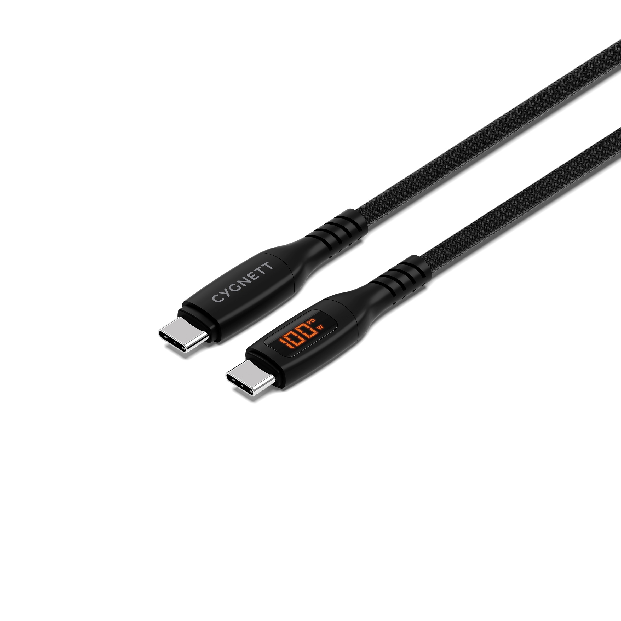 Cygnett Unite Intelli USB-C to USB-C Cable 50cm - 100W Fast Charge, LED Display, USB 2.0 480Mbps, Braided, Recycled Materials