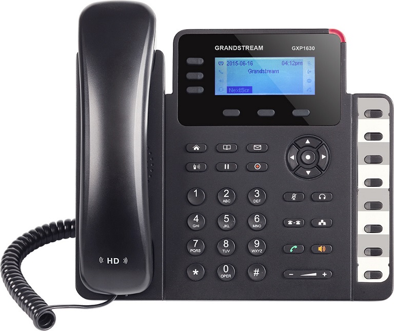 Grandstream GXP1630 3-Line IP Phone with 132x64 Backlit LCD, HD Audio, Dual Gigabit Ports, POE, and 8 BLF Keys for SMB