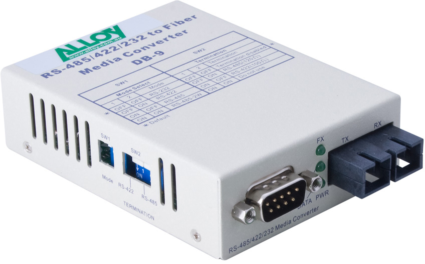 Alloy SCR460SC-3 RS-232/422/485 DB-9 to Singlemode Fibre Converter - 20Km Range, Industrial Metal Case