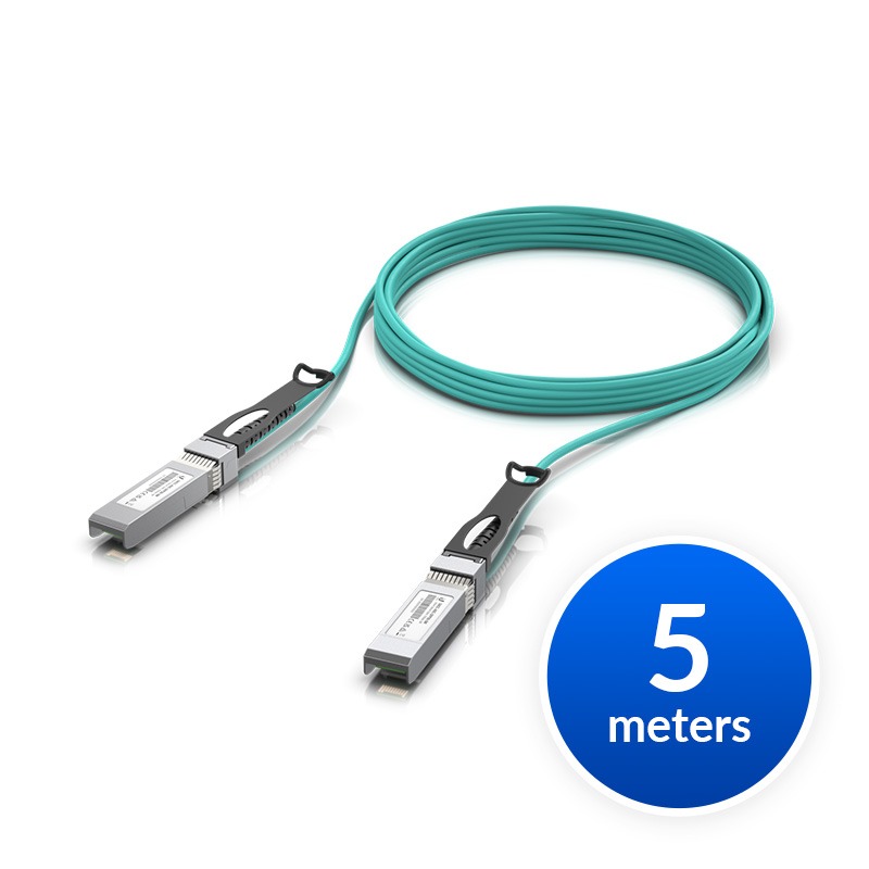 Ubiquiti 25 Gbps Long-Range SFP28 DAC Cable – 5m Aqua PVC Jacketed Active Optical Cable, Supports 25/10/1 Gbps