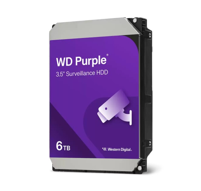 Western Digital WD Purple 6TB 5400RPM 3.5-Inch SATA III Surveillance HDD with 64MB Cache for 24/7 NVR DVR Systems