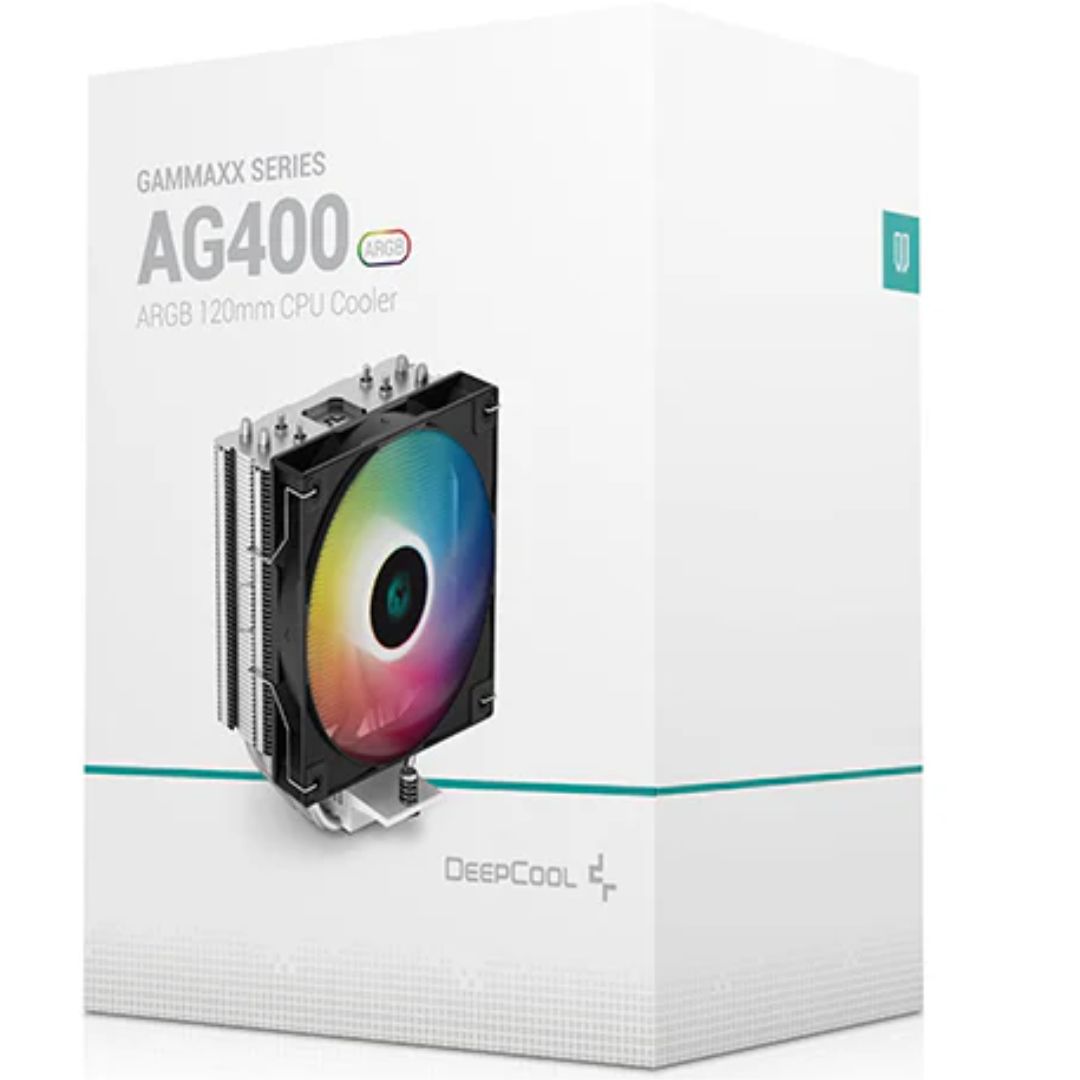 DeepCool AG400 ARGB Single Tower CPU Cooler with 4 Direct-Touch Copper Heat Pipes, 120mm PWM ARGB Fan, TDP 220W - Compatible with Intel LGA1851/1700/1200/115X & AMD AM5/AM4