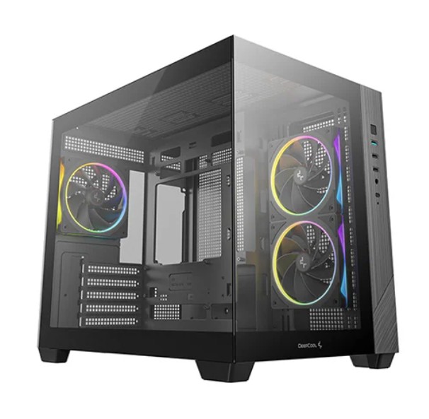 DeepCool CG330 3F Micro-ATX Case with Dual-Chamber Design, ARGB Fans, USB 3.0, Tempered Glass Side Panel