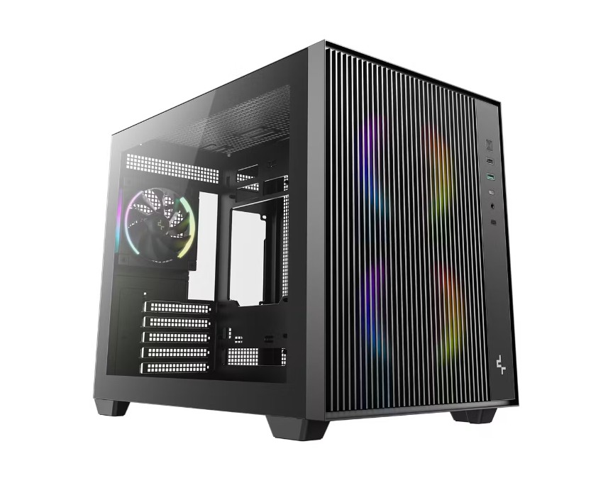 DeepCool CG330 MESH 3F Micro ATX Case with Dual Chambers, 3 ARGB Fans, USB 3.0, USB 2.0, Type-C, Audio