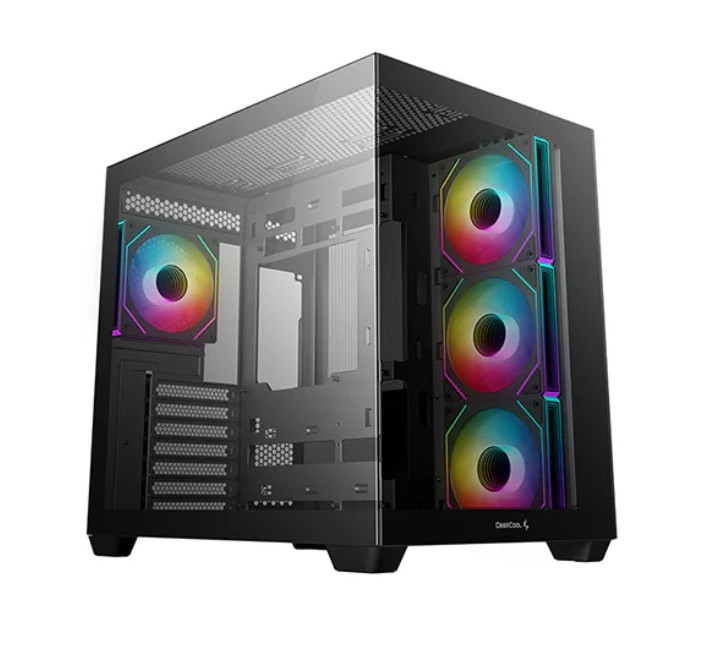 DeepCool CG530 4F ATX Mid-Tower PC Case with Tempered Glass Panels, 4 PWM ARGB Fans, USB 3.0 x2, Gen2 Type-C, Dual-Chamber Design