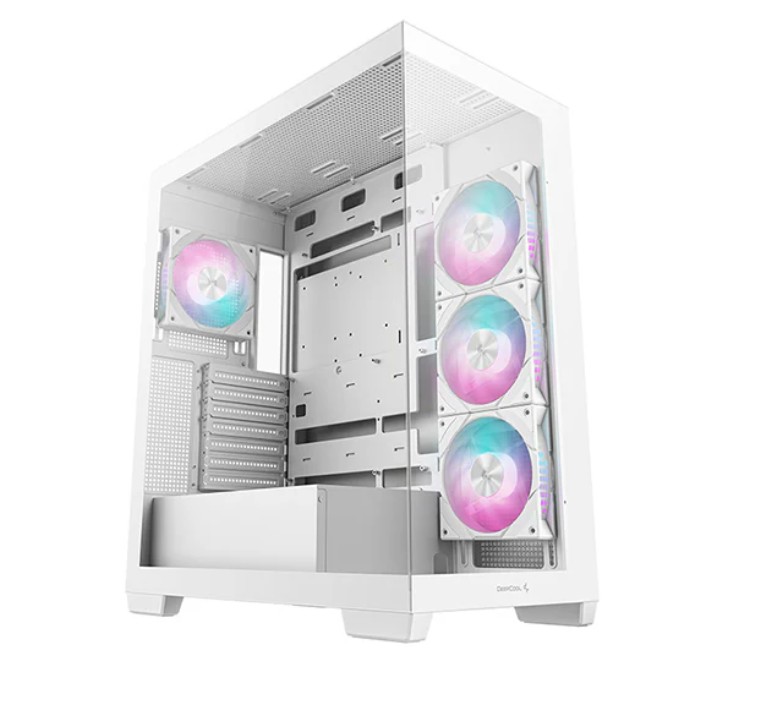 DeepCool CG580 4F WH White Panoramic ATX Mid-Tower Case with 4 ARGB PWM Fans, 360mm Radiator Support, USB 3.0 & Type-C Front I/O