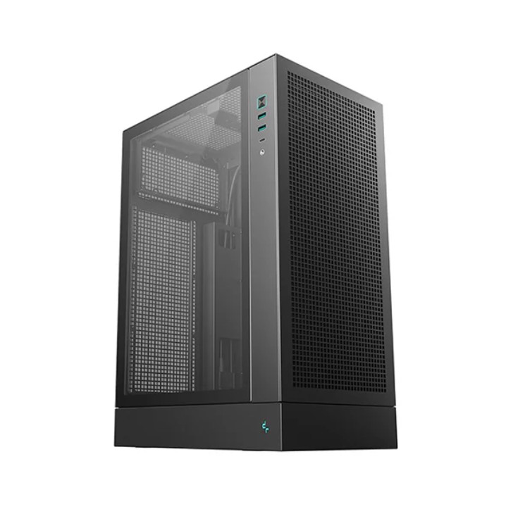 DeepCool CH170 PLUS Vertical Micro-ATX Compact Case with USB 3.0×2, Gen2 Type-C×1, High Airflow and Tempered Glass Panel