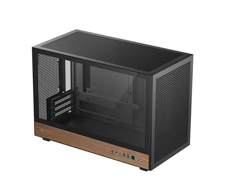 DeepCool CH260 Wood Compact Micro-ATX Case with High Airflow, Wood Grain Finish, USB 3.0×2, Gen2 Type-C, Audio/Mic, Tempered Glass Side Panel