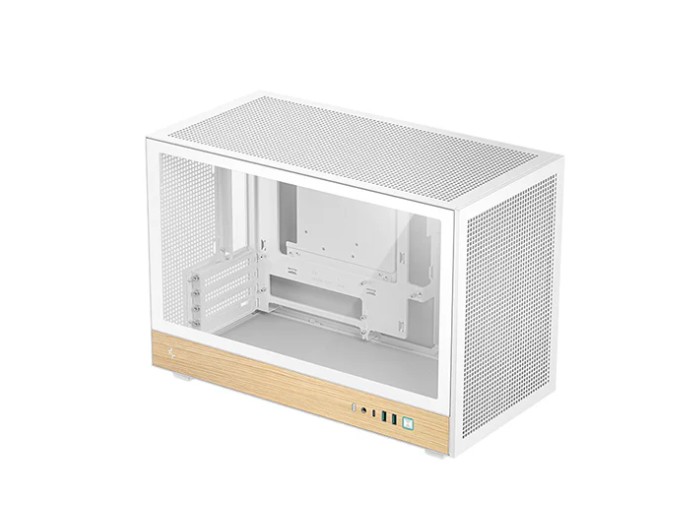 DeepCool CH260 Wood White Micro-ATX Case with High Airflow, Tempered Glass, USB 3.0 x2 & Gen2 Type-C
