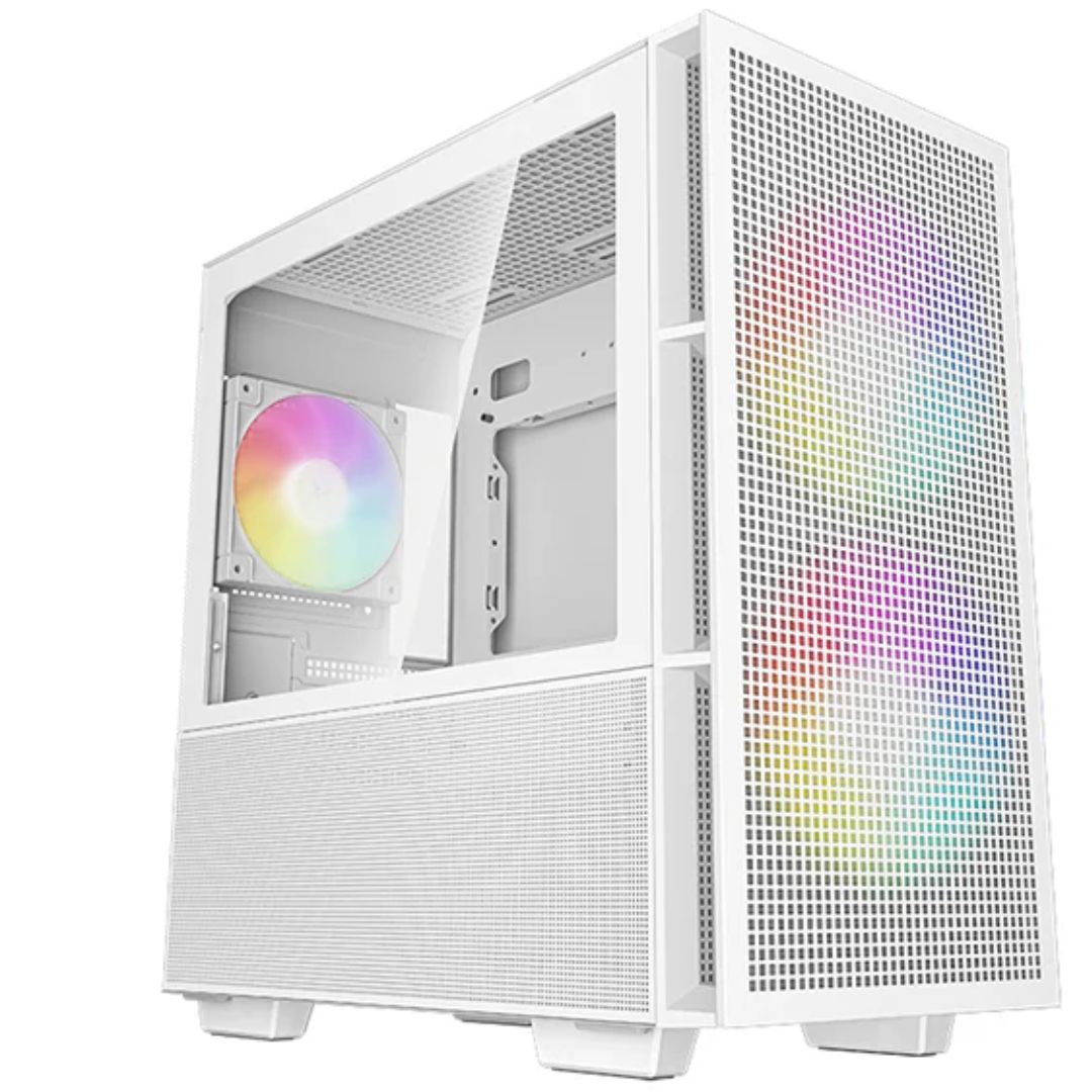 DeepCool CH360 Digital White Micro-ATX Case with ARGB Fans, Digital Status Display, Tempered Glass & USB-C