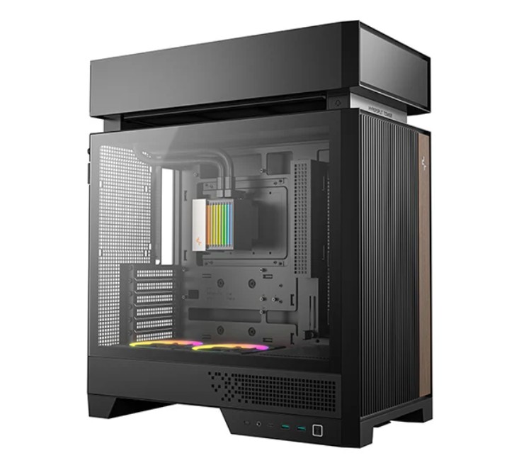 DeepCool CL6600 Compact ATX Case with Pre-installed 360mm ARGB Liquid Cooler and Dual 120mm ARGB Fans, Modular Split-Chamber Design