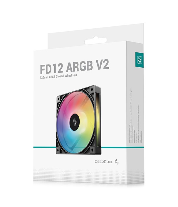 DeepCool FD12 ARGB V2 120mm PWM Case Fan with Integral Blade & Hydro Bearing, 56.31 CFM, 1900 RPM, ARGB LED