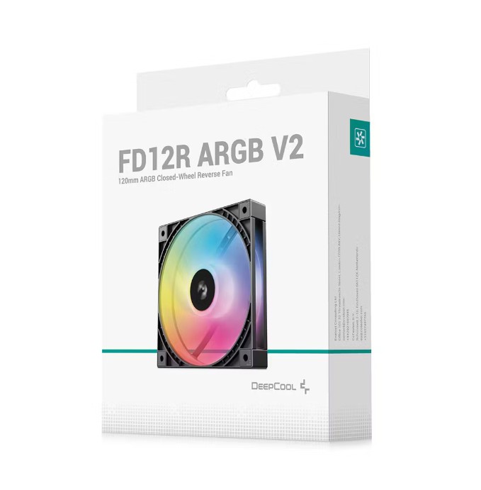 DeepCool FD12R ARGB V2 120mm Reverse-Blade Silent Ring Fan with Hydro Bearing, 4-Pin PWM & 3-Pin 5V ARGB