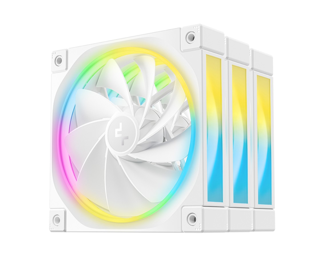 DeepCool FL12R White 120mm (3-Pack) Addressable RGB High Performance PWM Case Fans with Fluid Dynamic Bearing