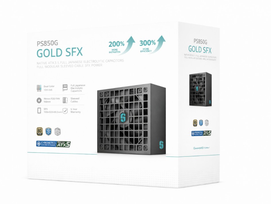 DeepCool Gamer Storm PS850G 850W SFX Power Supply | Cybenetics Platinum Efficiency, Full Japanese Capacitors, FDB Cooling Fan