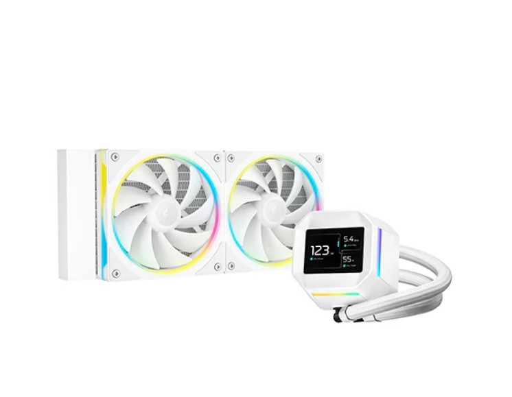 DeepCool LM240 WH 240mm ARGB Liquid CPU Cooler with 2.4" IPS Mini LCD Screen, Intel LGA1851/1700/1200/1151/1150/1155 & AMD AM5/AM4 Compatible