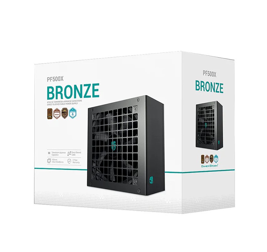 DeepCool PF500X 500W Gamer Storm 80+ Bronze Certified ATX12V V2.52 Power Supply with 120mm Long-life HYB Fan & Japanese/Taiwanese Capacitors