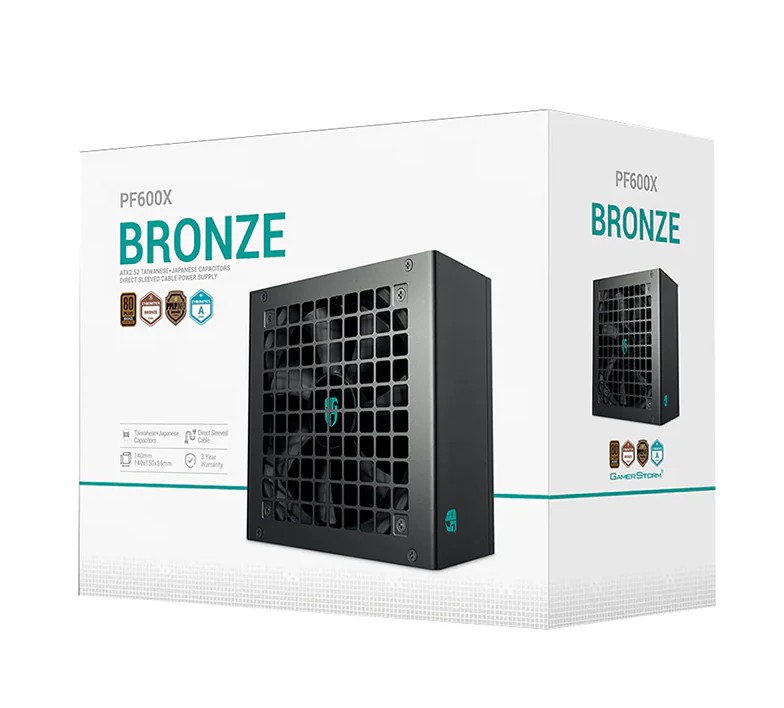 DeepCool PF600X 600W ATX12V V2.52 80 PLUS Bronze Certified Power Supply with DC to DC, 120mm HYB Fan & Japanese/Taiwanese Capacitors