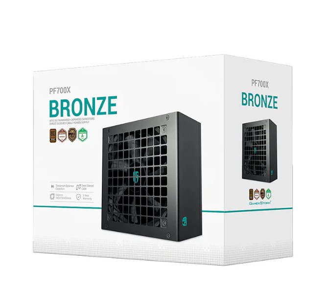 DeepCool PF700X 700W ATX Power Supply 80 PLUS Bronze Certified with 120mm Long-Life HYB Fan & Japanese-Taiwanese Capacitors, DC to DC, ATX12V V2.52