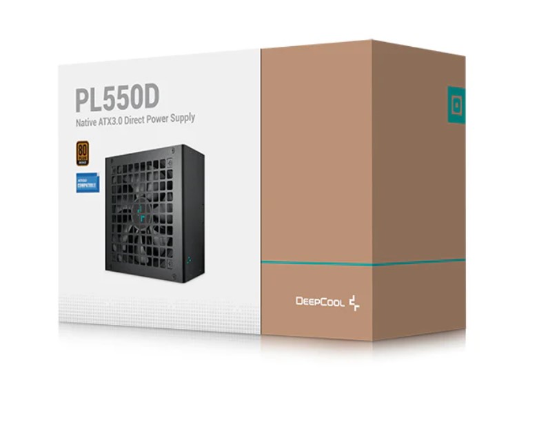 DeepCool PL550D 550W 80+ Bronze Certified Non-Modular ATX3.1 Power Supply with 120mm Hydro Bearing Fan & 12VHPWR Connector