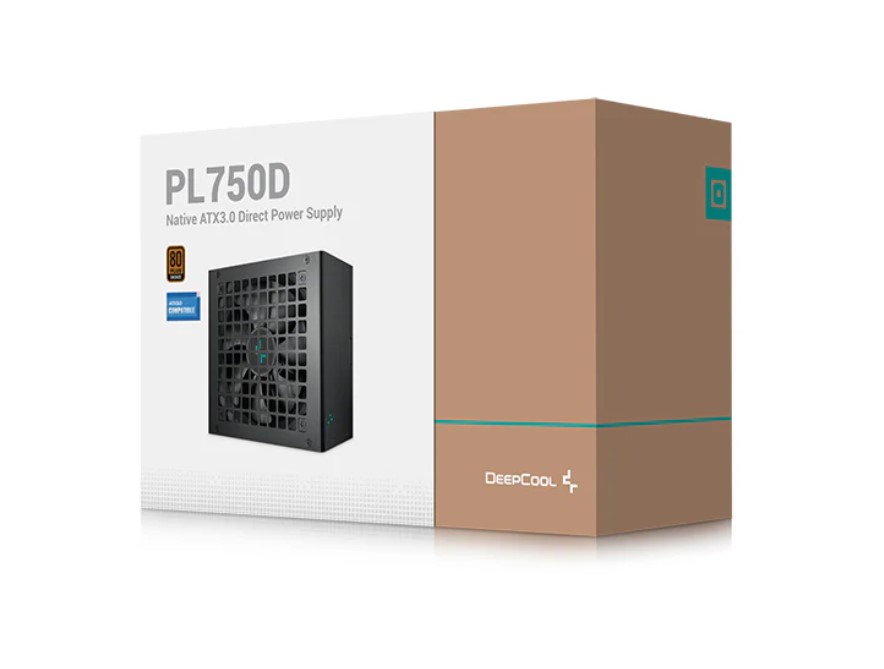DeepCool PL750D 750W 80+ Bronze Certified ATX3.0 Non-Modular Power Supply with 120mm Hydro Bearing Fan & 12VHPWR Cable