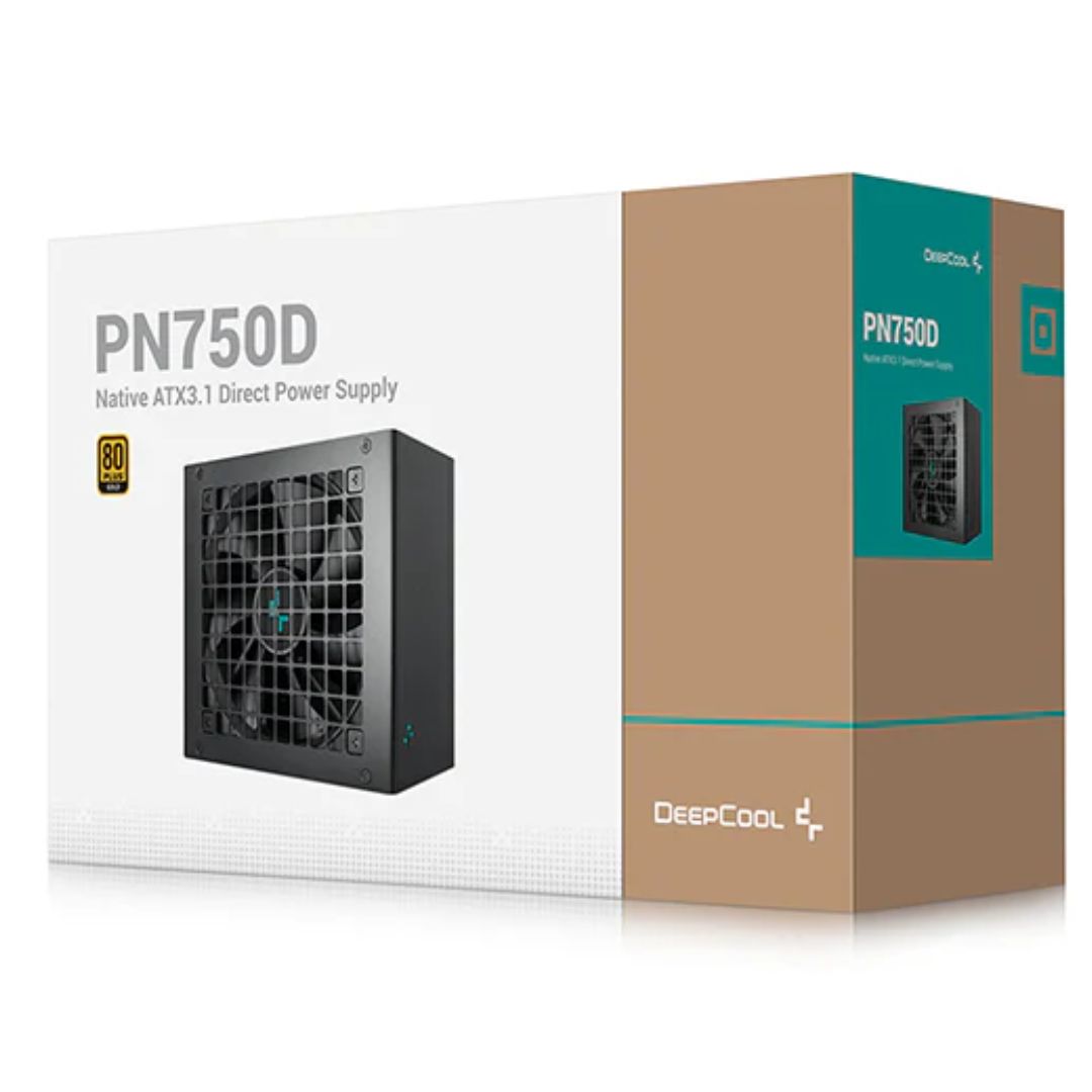 DeepCool PN750D 750W 80+ Gold Certified Non-Modular ATX Power Supply with PCIe 5.1, 120mm Fan & Japanese Capacitors
