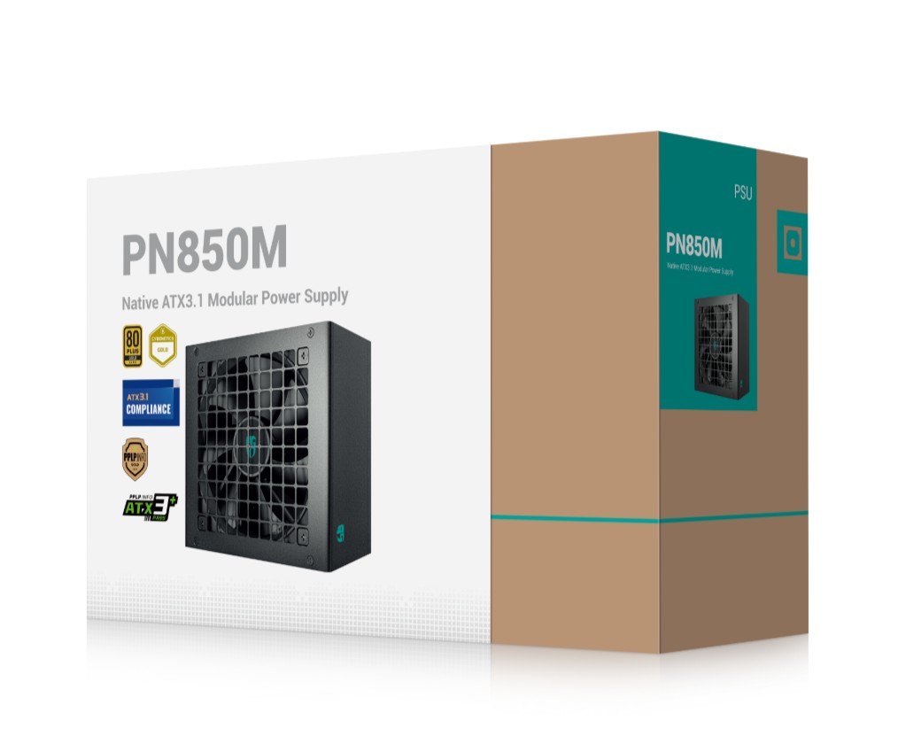 DeepCool PN850M 850W 80+ Gold Fully Modular ATX Power Supply with PCIe 5.1, 120mm FDB Fan & Japanese Capacitors