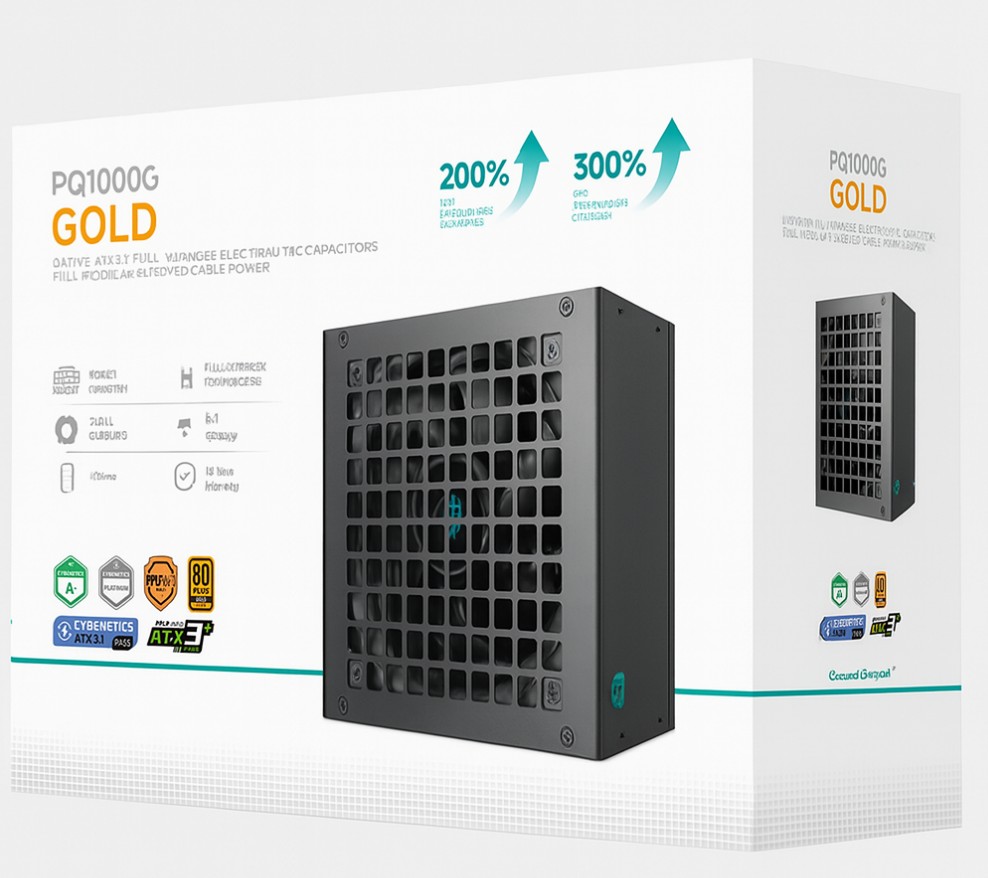 DeepCool PQ1000G 1000W Fully Modular ATX12V v3.1 Power Supply with 80 PLUS Gold & Cybenetics Certifications, 120mm FDB Fan, Japanese Capacitors