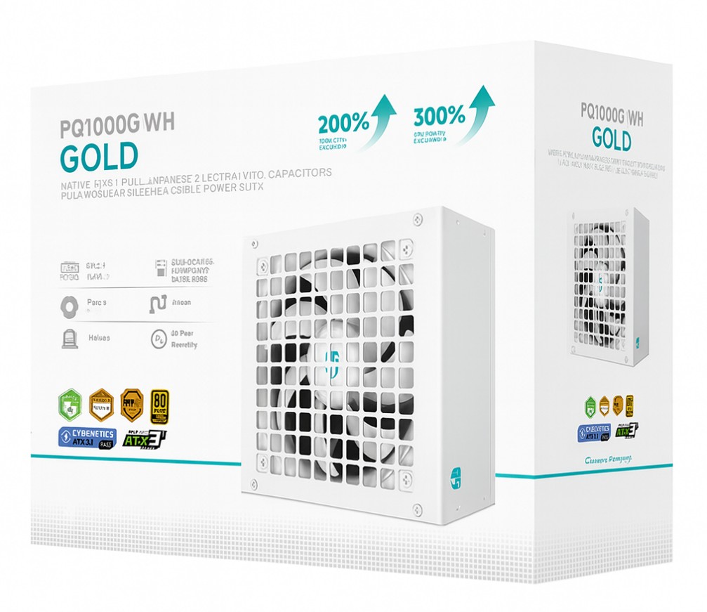 DeepCool PQ1000G WH 1000W Fully Modular ATX 80+ Gold Power Supply with Japanese Capacitors & 120mm FDB Fan