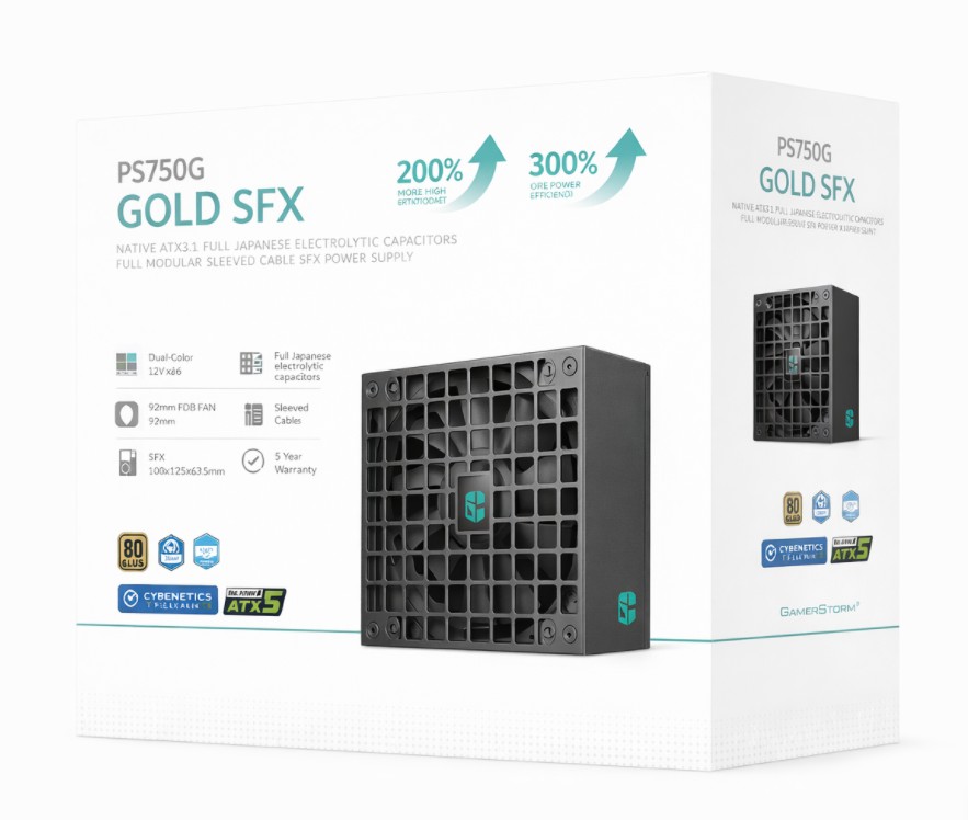 DeepCool PS750G 750W SFX Power Supply with Full Japanese Capacitors & Platinum Efficiency
