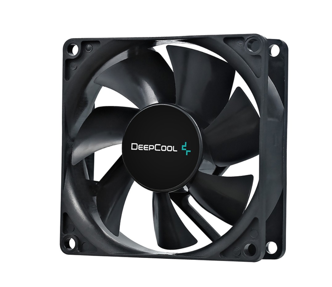 DeepCool XFAN 80mm Hydro Bearing Case Fan - Quiet 1800 RPM, 20.3 dB(A), 21.8 CFM Airflow, High Quality Black Material