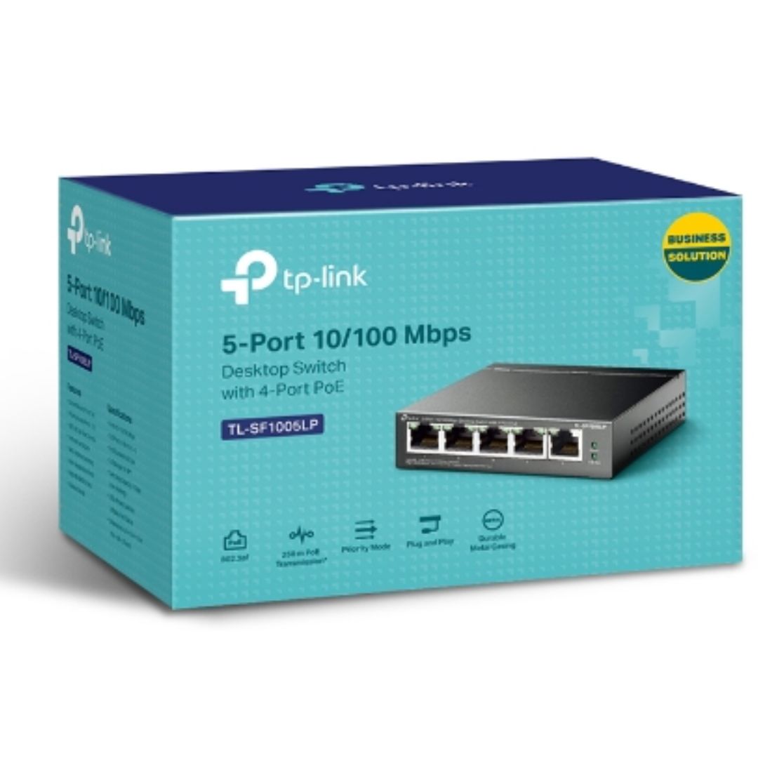 TP-Link TL-SF1005LP 5-Port 10/100Mbps Desktop Switch with 4-Port 41W PoE IEEE 802.3af Compliant Fast Ethernet Switching