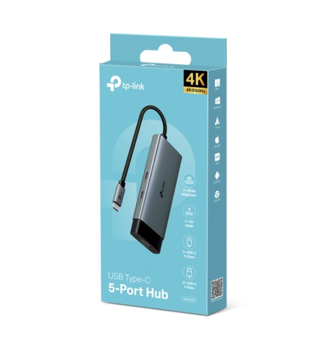 TP-Link UH5020C USB Type-C 5-in-1 Hub with 4K@60Hz HDMI, 100W Power Delivery & SuperSpeed USB Data Ports