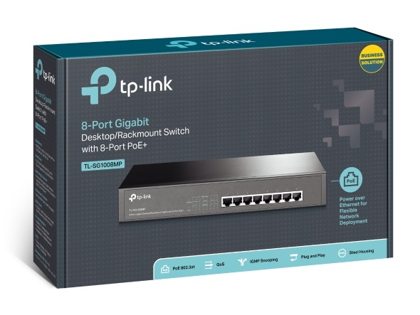 TP-Link TL-SG1008MP 8-Port Gigabit PoE+ Desktop & Rackmount Switch with 126W Power Budget, IEEE 802.3af/at Certified