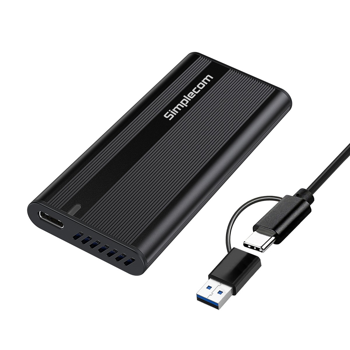 Simplecom SE505 NVMe M.2 SSD to USB-C Enclosure USB 3.2 Gen 2 10Gbps Ultra-Slim Aluminium Tool-Free Design for M.2 2242/2260/2280 SSDs